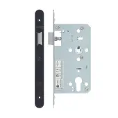 VDL0060-L-R-PCB - Zoo Hardware Vier DIN Latch 60mm Backset with 2pc Radius Forend - Powder Coated Black Finish