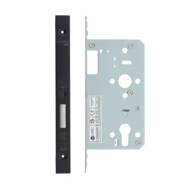Click Here To Enlarge This Photo Of VDL0060-PVDBLK - Zoo Hardware Vier DIN Euro Deadlock 60mm Backset with 2pc Square Forend - PVD Black Finish