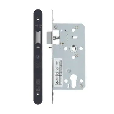 Click Here To Enlarge This Photo Of VDL7255-NL-R-PVDBLK - Zoo Hardware Vier DIN Nightlatch 55mm Backset &lpar;72mm Centres&rpar; with 2pc Radius Forend - PVD Black Finish