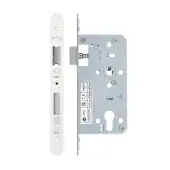 VDL7255-R-PCW - Zoo Hardware Vier DIN Euro Sashlock 55mm Backset &lpar;72mm Centres&rpar; with 2pc Radius Forend - Powder Coated White Finish