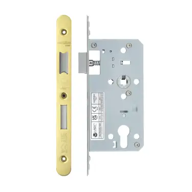 Click Here To Enlarge This Photo Of VDL7255-R-PVDG - Zoo Hardware Vier DIN Euro Sashlock 55mm Backset &lpar;72mm Centres&rpar; with 2pc Radius Forend - PVD Gold Finish