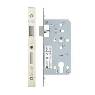 Click Here To Enlarge This Photo Of VDL7255-SSS - Zoo Hardware Vier DIN Euro Sashlock 55mm Backset &lpar;72mm Centres&rpar; with 2pc Square Forend - Satin Stainless Steel Finish