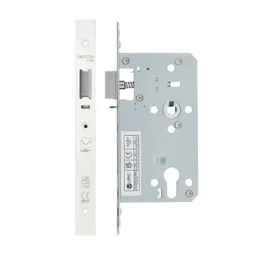 Click Here To Enlarge This Photo Of VDL7260-NL-PCW - Zoo Hardware Vier DIN Nightlatch 60mm Backset &lpar;72mm Centres&rpar; with 2pc Square Forend - Powder Coated White Finish