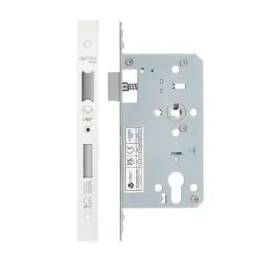 Click Here To Enlarge This Photo Of VDL7260-PCW - Zoo Hardware Vier DIN Euro Sashlock 60mm Backset &lpar;72mm Centres&rpar; with 2pc Square Forend - Powder Coated White Finish