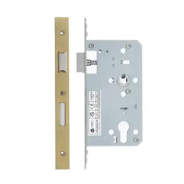 Click Here To Enlarge This Photo Of VDL7260-PVDSB - Zoo Hardware Vier DIN Euro Sashlock 60mm Backset &lpar;72mm Centres&rpar; with 2pc Square Forend - PVD Satin Brass Finish