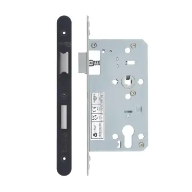 Click Here To Enlarge This Photo Of VDL7260-R-PCB - Zoo Hardware Vier DIN Euro Sashlock 60mm Backset &lpar;72mm Centres&rpar; with 2pc Radius Forend - Powder Coated Black Finish