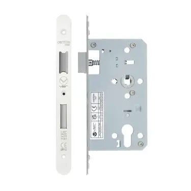 Click Here To Enlarge This Photo Of VDL7260-R-PCW - Zoo Hardware Vier DIN Euro Sashlock 60mm Backset &lpar;72mm Centres&rpar; with 2pc Radius Forend - Powder Coated White Finish