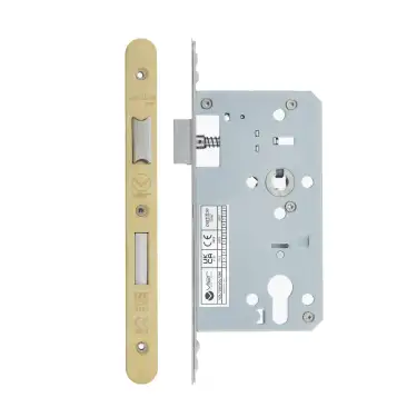Click Here To Enlarge This Photo Of VDL7260-R-PVDSB - Zoo Hardware Vier DIN Euro Sashlock 60mm Backset &lpar;72mm Centres&rpar; with 2pc Radius Forend - PVD Satin Brass Finish