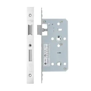Click Here To Enlarge This Photo Of VDL7855-PSS - Zoo Hardware Vier DIN Bathroom Lock 55mm Backset &lpar;78mm Centres&rpar; with 2pc Square Forend - Polished Stainless Steel Finish