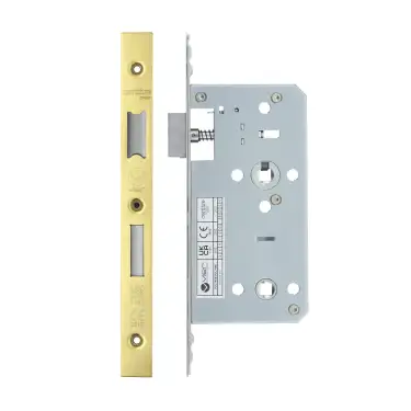 Click Here To Enlarge This Photo Of VDL7855-PVDG - Zoo Hardware Vier DIN Bathroom Lock 55mm Backset &lpar;78mm Centres&rpar; with 2pc Square Forend - PVD Gold Finish