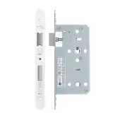 VDL7855-R-PCW - Zoo Hardware Vier DIN Bathroom Lock 55mm Backset &lpar;78mm Centres&rpar; with 2pc Radius Forend - Powder Coated White Finish