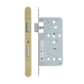 VDL7855-R-PVDSB - Zoo Hardware Vier DIN Bathroom Lock 55mm Backset &lpar;78mm Centres&rpar; with 2pc Radius Forend - PVD Satin Brass Finish