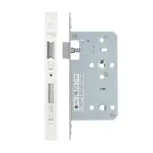 VDL7860-PCW - Zoo Hardware Vier DIN Bathroom Lock 60mm Backset &lpar;78mm Centres&rpar; with 2pc Square Forend - Powder Coated White Finish