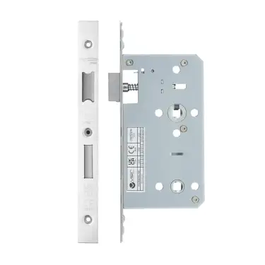 Click Here To Enlarge This Photo Of VDL7860-PSS - Zoo Hardware Vier DIN Bathroom Lock 60mm Backset &lpar;78mm Centres&rpar; with 2pc Square Forend - Polished Stainless Steel Finish