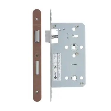 Click Here To Enlarge This Photo Of VDL7860-R-PVDBZ - Zoo Hardware Vier DIN Bathroom Lock 60mm Backset &lpar;78mm Centres&rpar; with 2pc Radius Forend - PVD Bronze Finish