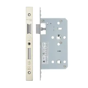Click Here To Enlarge This Photo Of VDL7860-SSS - Zoo Hardware Vier DIN Bathroom Lock 60mm Backset &lpar;78mm Centres&rpar; with 2pc Square Forend - Satin Stainless Steel Finish