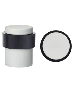 Click Here To Enlarge This Photo Of ZAS85-PCW - Zoo Hardware Floor Mounted Round Collared Door Stop with Flat Top &lpar;35mm dia&rpar; Powder Coated Matt White