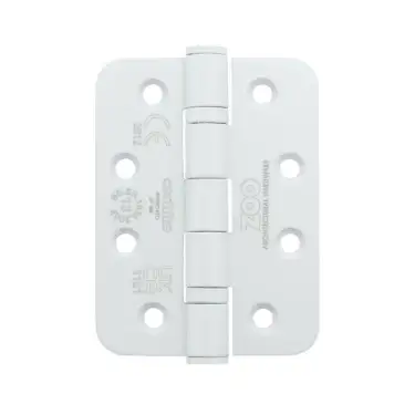 Click Here To Enlarge This Photo Of ZHSS243R-PCW - Zoo Hardware Grade 13 CE Fire Rated Ball Bearing Hinges &lpar;Radius&rpar; 102 x 76 x 3mm Powder Coated White