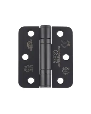 Click Here To Enlarge This Photo Of ZHSS7667R-MB - Zoo Hardware Grade 11 CE Fire Rated Ball Bearing Hinges &lpar;Radius&rpar; 76 x 67 x 2&period;5mm - Matt Black