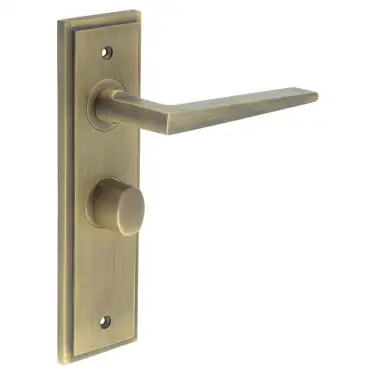 Click Here To Enlarge This Photo Of BUR-10AB-453AB-81AB Frelan Hardware Burlington 'Mayfair' Door Handles on 57mm Bathroom Backplate with Antique Brass Turn & Release &lpar;Inner 3&rpar;