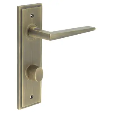 Click Here To Enlarge This Photo Of BUR-10AB-456AB-81AB Frelan Hardware Burlington 'Mayfair' Door Handles on 78mm DIN Bathroom Backplate with Antique Brass Turn & Release &lpar;Inner 3&rpar;