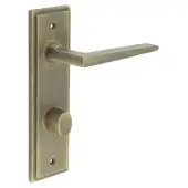 BUR-10AB-456AB-81AB Frelan Hardware Burlington 'Mayfair' Door Handles on 78mm DIN Bathroom Backplate with Antique Brass Turn & Release &lpar;Inner 3&rpar;
