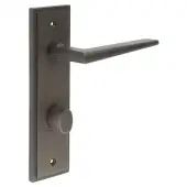 BUR-10DB-456DB-81DB Frelan Hardware Burlington 'Mayfair' Door Handles on 78mm DIN Bathroom Backplate with Dark Bronze Turn & Release &lpar;Inner 3&rpar;