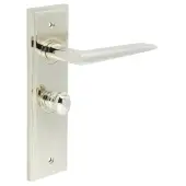 BUR-10PN-453PN-80PN Frelan Hardware Burlington 'Mayfair' Door Handles on 57mm Bathroom Backplate with Polished Nickel Turn & Release &lpar;Inner 1&rpar;
