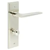 BUR-10PN-456PN-80PN Frelan Hardware Burlington 'Mayfair' Door Handles on 78mm DIN Bathroom Backplate with Polished Nickel Turn & Release &lpar;Inner 1&rpar;