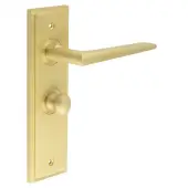 BUR-10SB-453SB-80SB Frelan Hardware Burlington 'Mayfair' Door Handles on 57mm Bathroom Backplate with Satin Brass Turn & Release &lpar;Inner 1&rpar;