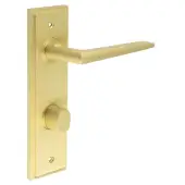 BUR-10SB-456SB-81SB Frelan Hardware Burlington 'Mayfair' Door Handles on 78mm DIN Bathroom Backplate with Satin Brass Turn & Release &lpar;Inner 3&rpar;