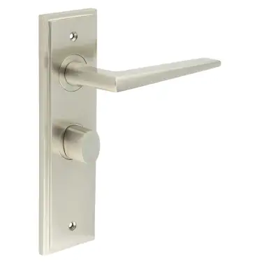 Click Here To Enlarge This Photo Of BUR-10SN-453SN-81SN Frelan Hardware Burlington 'Mayfair' Door Handles on 57mm Bathroom Backplate with Satin Nickel Turn & Release &lpar;Inner 3&rpar;