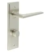BUR-10SN-456SN-81SN Frelan Hardware Burlington 'Mayfair' Door Handles on 78mm DIN Bathroom Backplate with Satin Nickel Turn & Release &lpar;Inner 3&rpar;