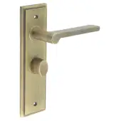 BUR-15AB-453AB-81AB Frelan Hardware Burlington 'Fitzrovia' Door Handles on 57mm Bathroom Backplate with Antique Brass Turn & Release &lpar;Inner 3&rpar;