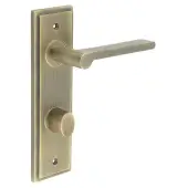 BUR-15AB-456AB-81AB Frelan Hardware Burlington 'Fitzrovia' Door Handles on 78mm DIN Bathroom Backplate with Antique Brass Turn & Release &lpar;Inner 3&rpar;