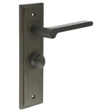 Click Here To Enlarge This Photo Of BUR-15DB-453DB-80DB Frelan Hardware Burlington 'Fitzrovia' Door Handles on 57mm Bathroom Backplate with Dark Bronze Turn & Release &lpar;Inner 1&rpar;