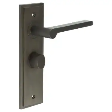 Click Here To Enlarge This Photo Of BUR-15DB-453DB-81DB Frelan Hardware Burlington 'Fitzrovia' Door Handles on 57mm Bathroom Backplate with Dark Bronze Turn & Release &lpar;Inner 3&rpar;