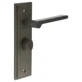 BUR-15DB-453DB-81DB Frelan Hardware Burlington 'Fitzrovia' Door Handles on 57mm Bathroom Backplate with Dark Bronze Turn & Release &lpar;Inner 3&rpar;