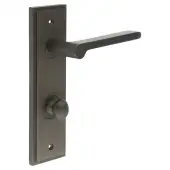 BUR-15DB-456DB-80DB Frelan Hardware Burlington 'Fitzrovia' Door Handles on 78mm DIN Bathroom Backplate with Dark Bronze Turn & Release &lpar;Inner 1&rpar;