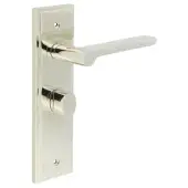 BUR-15PN-453PN-81PN Frelan Hardware Burlington 'Fitzrovia' Door Handles on 57mm Bathroom Backplate with Polished Nickel Turn & Release &lpar;Inner 3&rpar;