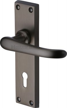 Click Here To Enlarge This Photo Of V700-MB Heritage Brass Door Handle Lever Lock Windsor Design Matt Bronze Finish