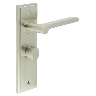 Click Here To Enlarge This Photo Of BUR-15SN-453SN-81SN Frelan Hardware Burlington 'Fitzrovia' Door Handles on 57mm Bathroom Backplate with Satin Nickel Turn & Release &lpar;Inner 3&rpar;
