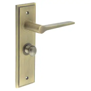 Click Here To Enlarge This Photo Of BUR-20AB-453AB-80AB Frelan Hardware Burlington 'Knightsbridge' Door Handles on 57mm Bathroom Backplate with Antique Brass Turn & Release &lpar;Inner 1&rpar;