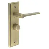 BUR-20AB-453AB-81AB Frelan Hardware Burlington 'Knightsbridge' Door Handles on 57mm Bathroom Backplate with Antique Brass Turn & Release &lpar;Inner 3&rpar;