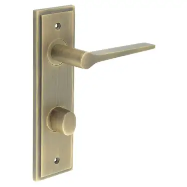Click Here To Enlarge This Photo Of BUR-20AB-456AB-81AB Frelan Hardware Burlington 'Knightsbridge' Door Handles on 78mm DIN Bathroom Backplate with Antique Brass Turn & Release &lpar;Inner 3&rpar;