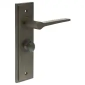 BUR-20DB-453DB-80DB Frelan Hardware Burlington 'Knightsbridge' Door Handles on 57mm Bathroom Backplate with Dark Bronze Turn & Release &lpar;Inner 1&rpar;