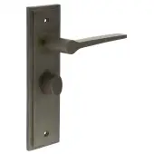 BUR-20DB-453DB-81DB Frelan Hardware Burlington 'Knightsbridge' Door Handles on 57mm Bathroom Backplate with Dark Bronze Turn & Release &lpar;Inner 3&rpar;