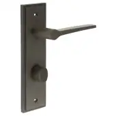 BUR-20DB-456DB-81DB Frelan Hardware Burlington 'Knightsbridge' Door Handles on 78mm DIN Bathroom Backplate with Dark Bronze Turn & Release &lpar;Inner 3&rpar;