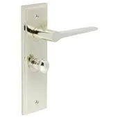 BUR-20PN-453PN-80PN Frelan Hardware Burlington 'Knightsbridge' Door Handles on 57mm Bathroom Backplate with Polished Nickel Turn & Release &lpar;Inner 1&rpar;
