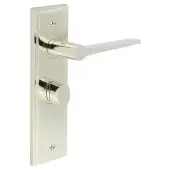 BUR-20PN-453PN-81PN Frelan Hardware Burlington 'Knightsbridge' Door Handles on 57mm Bathroom Backplate with Polished Nickel Turn & Release &lpar;Inner 3&rpar;